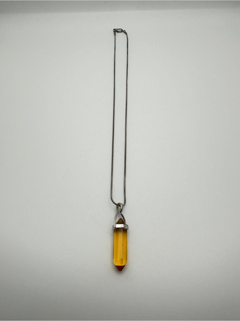 Sterling Chain Pendant Necklace with Yellow Crystal Point